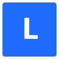 White upper case letter 'L' on a royal blue background